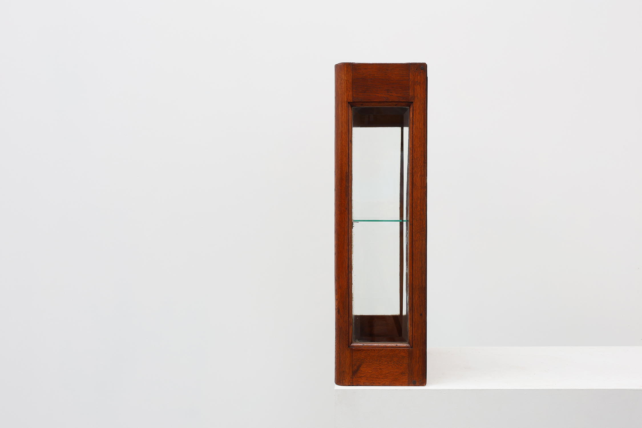 French Art Deco Oak Cabinet with Beveled Leaded Glass, ca. 1920thumbnail